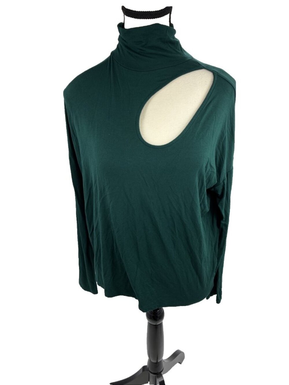 Express One Eleven Womens Green Cutout Turtleneck Top Long Sleeve Size Small
